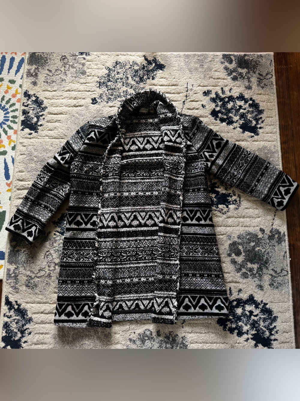 Ivanka Trump Black and White Patterned Knit Cardigan